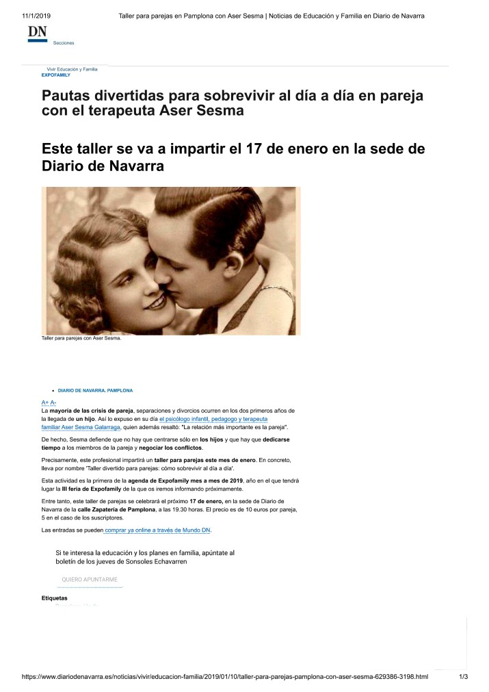 Taller para parejas en Pamplona con Ase...ucaciÃ³n y Familia e